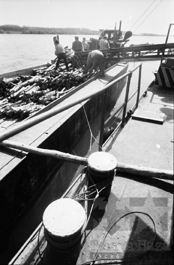 THM-BJ-00893 - Rakodómunkások a bogyiszlói Duna-parton az 1980-as években