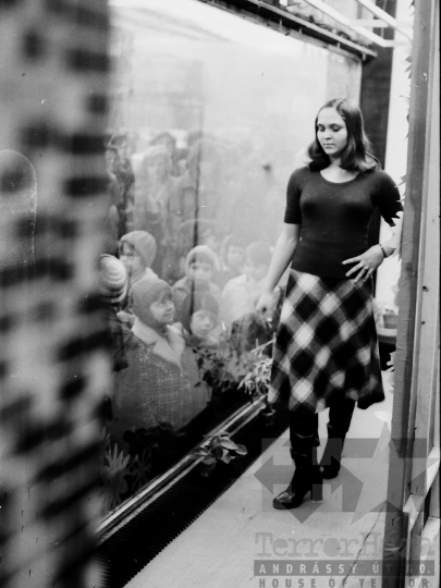 THM-BJ-01918 - Divatbemutató egy kirakatban Szekszárdon az 1970-es években