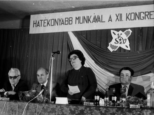 THM-BJ-03829 - Miniszteri látogatás a dunaföldvári bútorlapgyártó üzemben az 1970-es években 