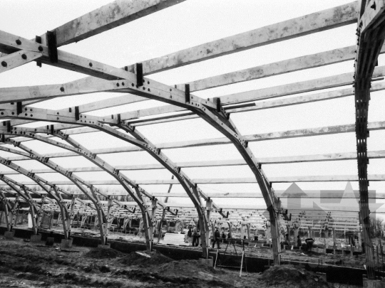 THM-BJ-04269a - Németkér-Hardon favázas sertéstelep építése az 1980-as években 