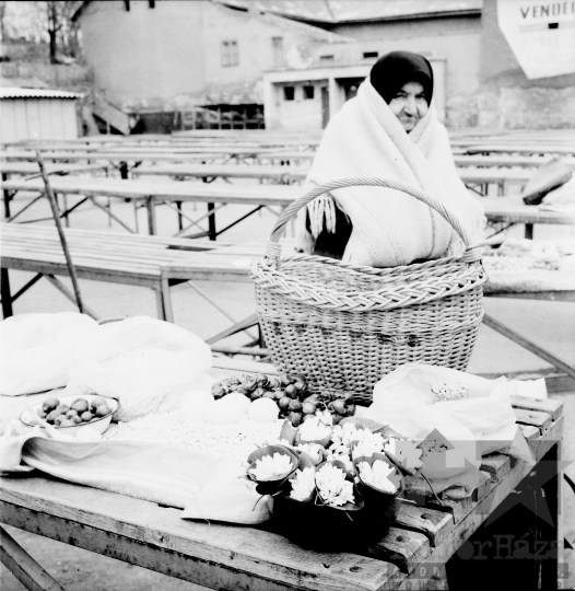 THM-BJ-06018 - Virágpiac Bátaszéken az 1960-as években