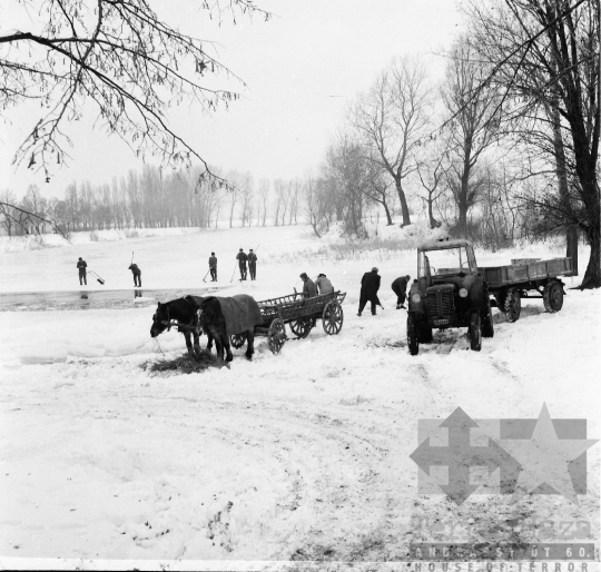 THM-BJ-09724 - Téli jégvágók a Csörge-tónál az 1960-as években
