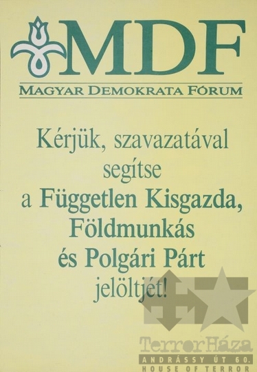 THM-PLA-2017.1.23 - MDF választási plakát - 1990