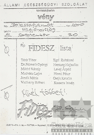 THM-PLA-2019.1.30 - Fidesz választási plakát - 1990