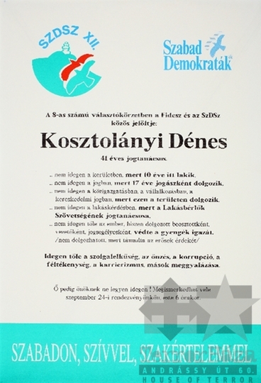THM-PLA-2019.2.40 - SZDSZ választási plakát -1990