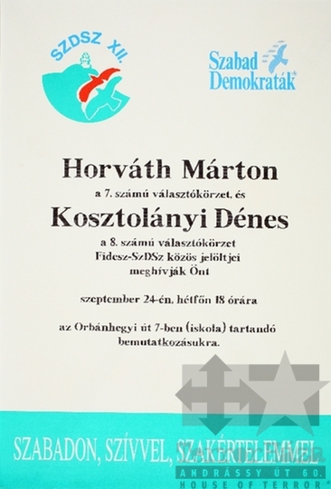 THM-PLA-2019.2.41 - SZDSZ választási plakát -1990
