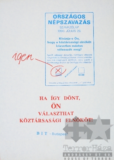 THM-PLA-2019.3.33 - BIT közvetlen elnökválasztás plakát -1990