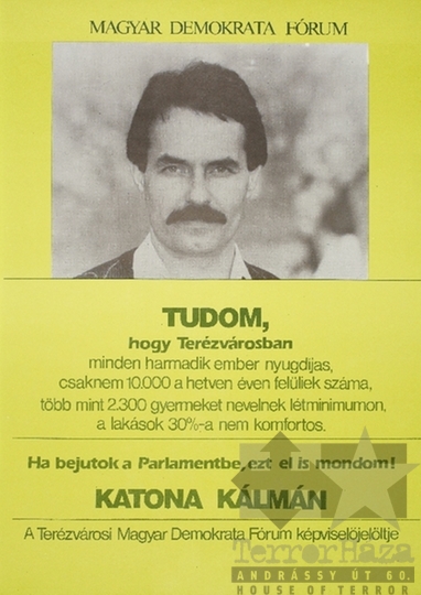 THM-PLA-2019.6.45 - MDF választási plakát -1990