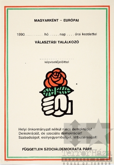 THM-PLA-2019.8.10 - SZDP választási plakát - 1990