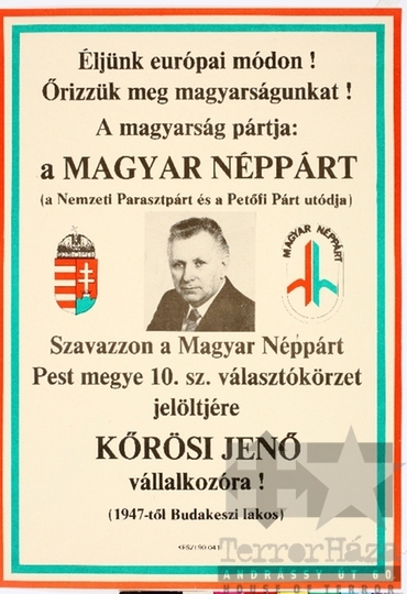 THM-PLA-2019.8.11.1 - Magyar Néppárt választási plakát -1990