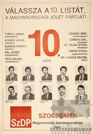 THM-PLA-2019.8.19 - SZDP választási plakát - 1990