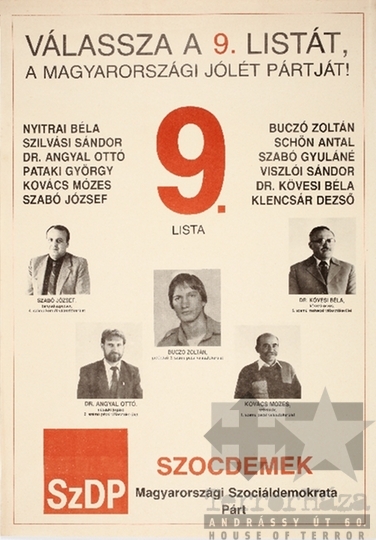 THM-PLA-2019.8.20 - SZDP választási plakát - 1990
