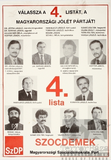 THM-PLA-2019.8.21 - SZDP választási plakát - 1990