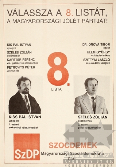 THM-PLA-2019.8.22 - SZDP választási plakát - 1990
